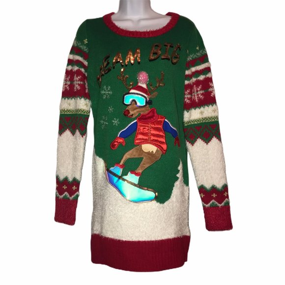 It's Our Time Sweaters - NWT It's Our Time Snowboarding Reindeer Tunic L